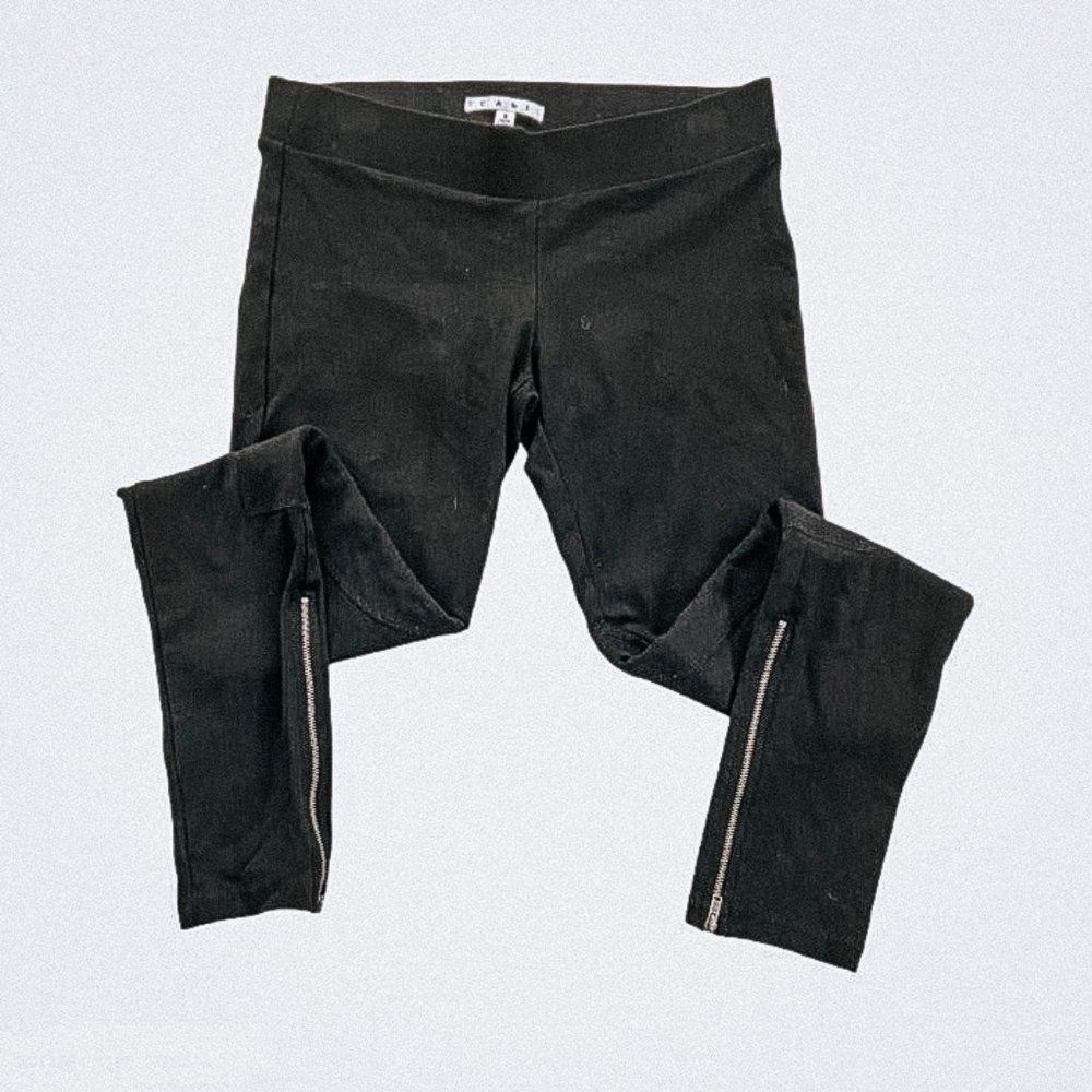 CAbi Black Stretchy Gently Worn Ponte Riding Leggings With Ankle Zip S